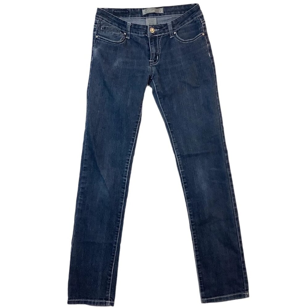 Rock L.A Skinny Slim Straight Low Rise Blue Denim Jeans Juniors Size 5 Stretch
